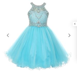 Cinderella Couture Pageant, Flower Girl or Formal Wear Event Dress Turquoise
